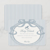 Carte D'accompagnement Blue Coquette Bow Rocking Horse Details (Devant / Derrière)