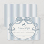 Carte D'accompagnement Blue Coquette Bow Rocking Horse Diaper Raffle Card (Devant / Derrière)