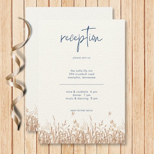 Carte D'accompagnement Blue Cornflowers & Blé Field Réception moderne