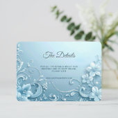 Carte D'accompagnement Blue Decorative Floral Detail (Debout devant)