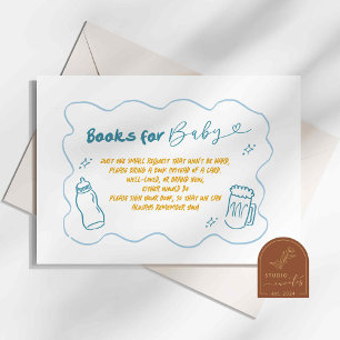 Carte D'accompagnement Blue Doodle Baby est en train de brasser des livre