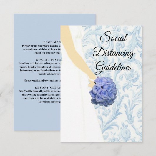 Carte D'accompagnement Blue Elegant Mariage Gown Mesures de sécurité (Devant / Derrière)