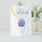 Carte D'accompagnement Blue Elegant Wedding Gown Détails du Mariage (Debout devant)
