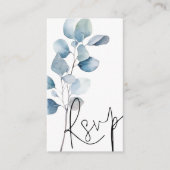 Carte D'accompagnement Blue Eucalyptus Script QR Code Mariage RSVP (Devant)