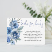 Carte D'accompagnement Blue floral boy baby shower demande d'insertion (Debout devant)