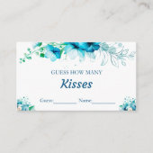 Carte D'accompagnement Blue Floral Devinez combien de baisers jeu nuptial (Devant)