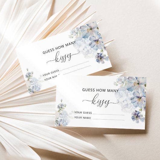 Carte D'accompagnement Blue floral devinez combien de baisers jeu nuptial