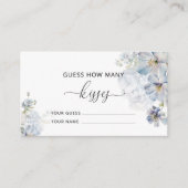 Carte D'accompagnement Blue floral devinez combien de baisers jeu nuptial (Devant)