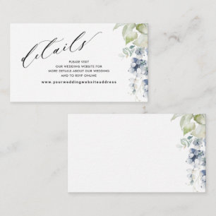 Carte D'accompagnement Blue Floral Elegant Wedding Website /Détails