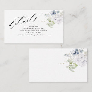 Carte D'accompagnement Blue Floral Elegant Wedding Website /Details Enclo