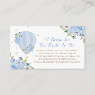 Carte D'accompagnement Blue Floral Hot Air Balloon Recette pour la mariée