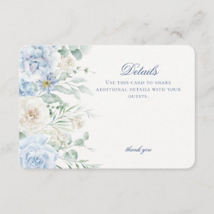 Carte D'accompagnement Blue Floral Hydrangea Botanea Blooms Détails