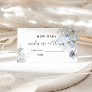 Carte D'accompagnement Blue floral Hydrangea devinez combien de bonbons
