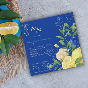 Carte D'accompagnement Blue Floral Lemon Méditerranéen Détails du Mariage