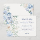 Carte D'accompagnement Blue Floral Livres pour bébé en fleurs Hydrangea (Devant / Derrière)