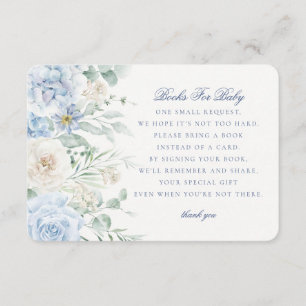 Carte D'accompagnement Blue Floral Livres pour bébé en fleurs Hydrangea