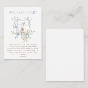 Carte D'accompagnement Blue Floral Pierre le lapin Boy Baby shower Livres