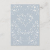 Carte D'accompagnement Blue Floral Victorian Heart Monogram Wedding (Dos)