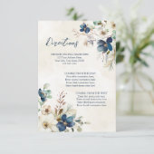 Carte D'accompagnement Blue Floral Winter Wedding Direction Insert (Debout devant)