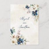 Carte D'accompagnement Blue Floral Winter Wedding Direction Insert (Dos)