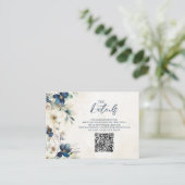 Carte D'accompagnement Blue Floral Winter Wedding QR code Details Insert (Debout devant)