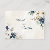 Carte D'accompagnement Blue Floral Winter Wedding QR code Details Insert (Dos)