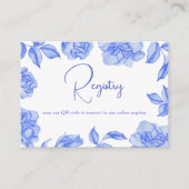 Carte D'accompagnement Blue Flowers - QR Code Bridal Shower Registry  (Devant)