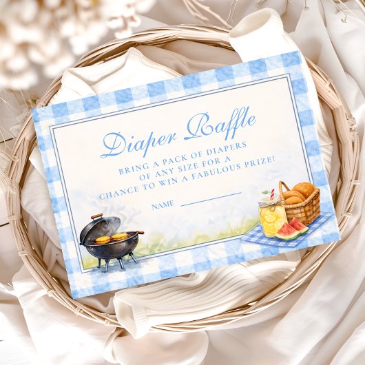 Carte D'accompagnement Blue Gingham Baby Q Diapper Raffle