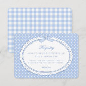 Carte D'accompagnement Blue Gingham Coquette Bow Baby Registry (Devant / Derrière)
