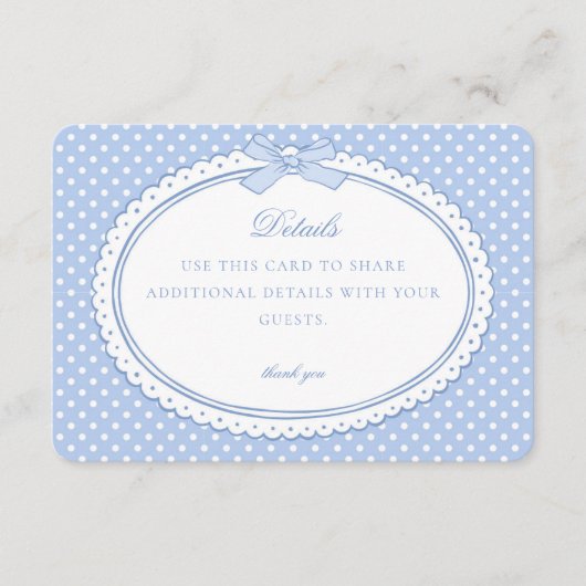 Carte D'accompagnement Blue Gingham Coquette Bow Details Card (Devant)