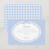 Carte D'accompagnement Blue Gingham Coquette Bow Details Card (Devant / Derrière)