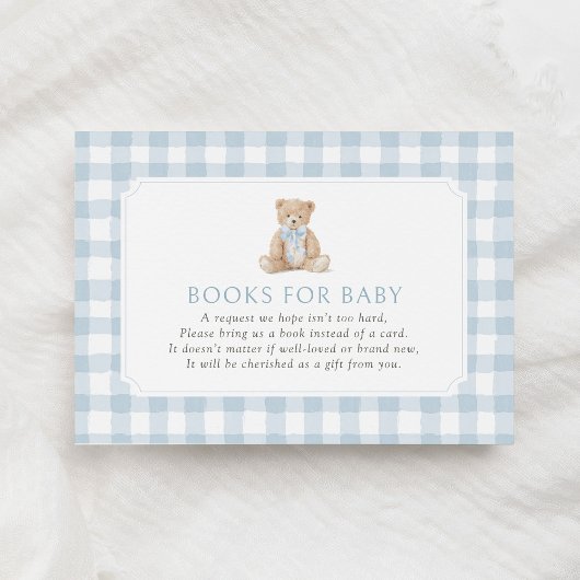 Carte D'accompagnement Blue Gingham Teddy Bear Books for Baby
