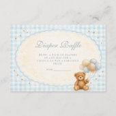 Carte D'accompagnement Blue Gingham Teddy Bear Diapper Raffle (Devant)