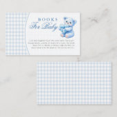 Carte D'accompagnement Blue Gingham Teddy Bear Neutral Baby Shower (Devant / Derrière)