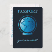 Carte D'accompagnement Blue Globe Passport Travel Display Shower (Devant / Derrière)