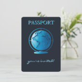 Carte D'accompagnement Blue Globe Passport Travel Display Shower (Debout devant)