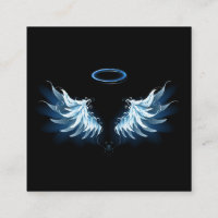 Blue Glowing Angel Wings on black background