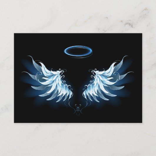 Carte D'accompagnement Blue Glowing Angel Wings on black background (Devant)