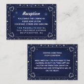 Carte D'accompagnement Blue Gold & White Stars Correspondant Mariage Réce (Devant / Derrière)