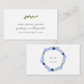 Carte D'accompagnement Blue Gold Wreath mariage site web rsvp (Devant / Derrière)