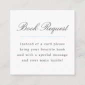 Carte D'accompagnement Blue Grand Millennial Book Request Baby shower (Devant)