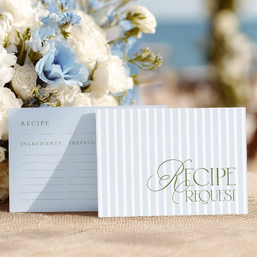 Carte D'accompagnement Blue & Green Bridal Shower Recipe Request