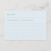 Carte D'accompagnement Blue & Green Bridal Shower Recipe Request (Dos)