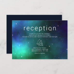 Carte D'accompagnement Blue Green Celestial Galaxy Modern Mariage Détails