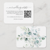 Carte D'accompagnement Blue Green Eucalyptus Mariage RSVP Détails QR Code (Devant / Derrière)