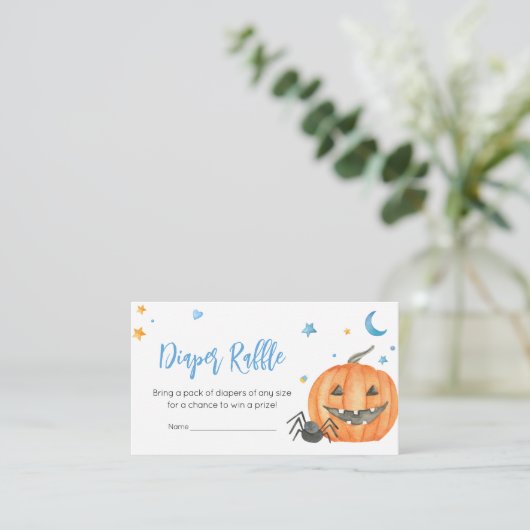 Carte D'accompagnement Blue Halloween Ghost Little Boo Diaper Raffle (Debout devant)