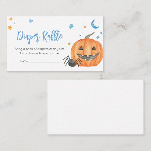 Carte D'accompagnement Blue Halloween Ghost Little Boo Diaper Raffle (Devant / Derrière)