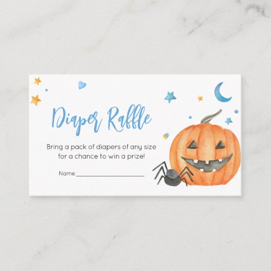 Carte D'accompagnement Blue Halloween Ghost Little Boo Diaper Raffle (Devant)
