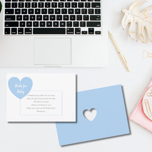 Carte D'accompagnement Blue Heart Request Books for Baby Boy Show