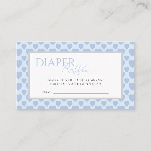 Carte D'accompagnement Blue Hearts Baby Shower Diaper Raffle  (Devant)